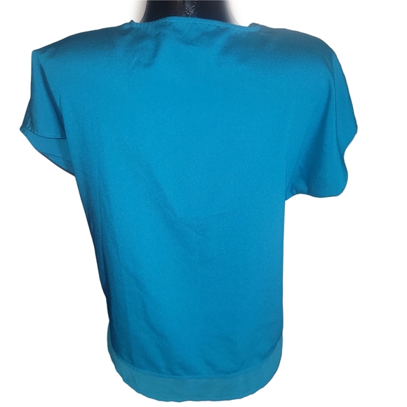 DKNY Teal Short Sleeve Faux Layered Top S - Picture 6 of 7